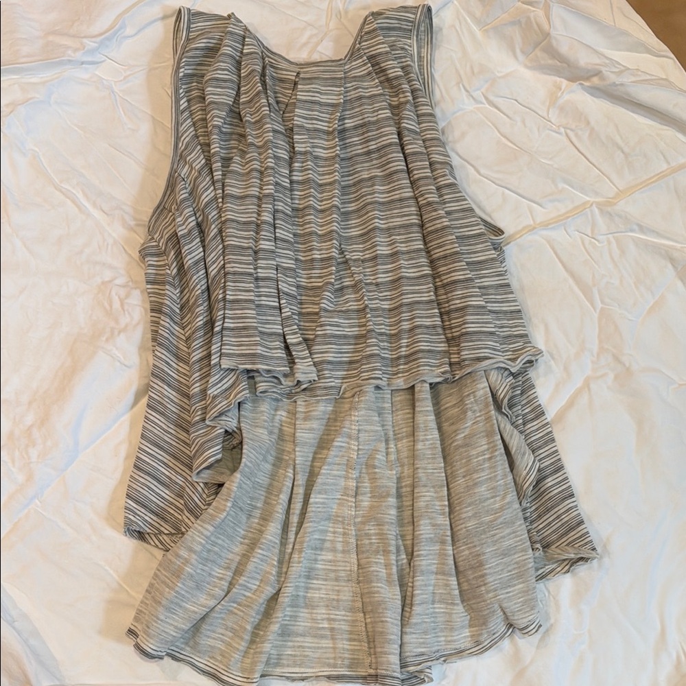 Free People Gray Asymmetrical Pleated Sleeveless Blouse